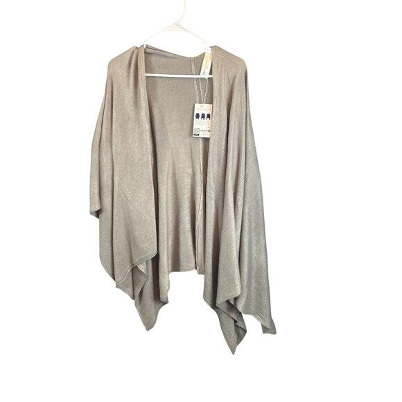 Womens Taupe Poncho Cape One Size Minimalist Fall Fashion Money Classic - Picture 5 of 9